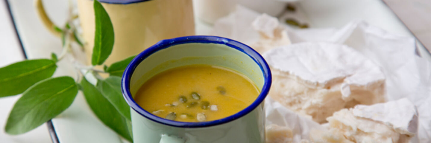 Honey roasted pumpkin sage goat cheese soup recipe