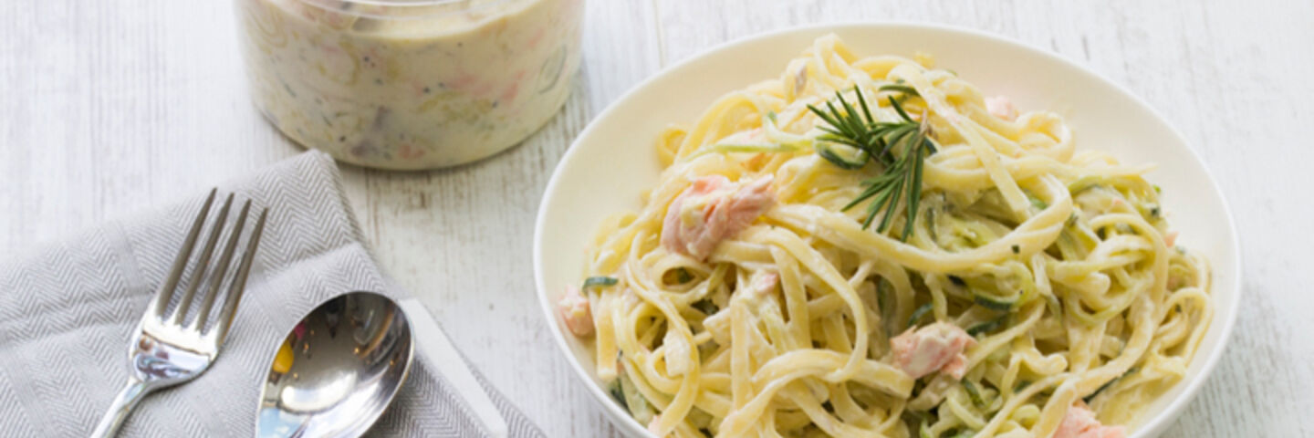 Salmon pasta courgetti recipe