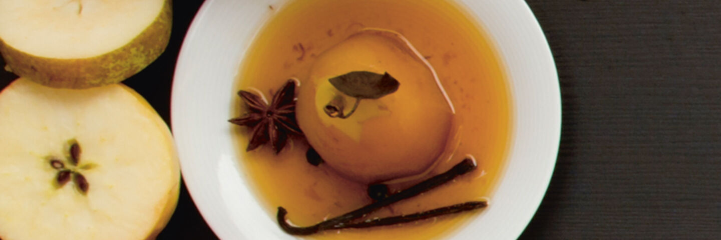 Spiced poached pears recipe