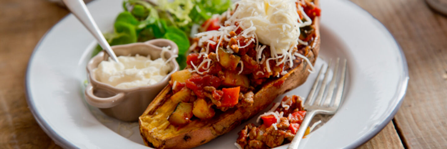 Baked sweet potato chilli recipe