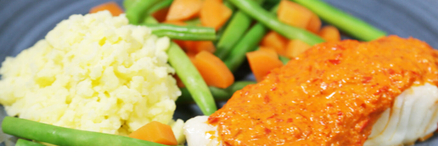 Cod with Roasted Red Pepper Sauce Recipe