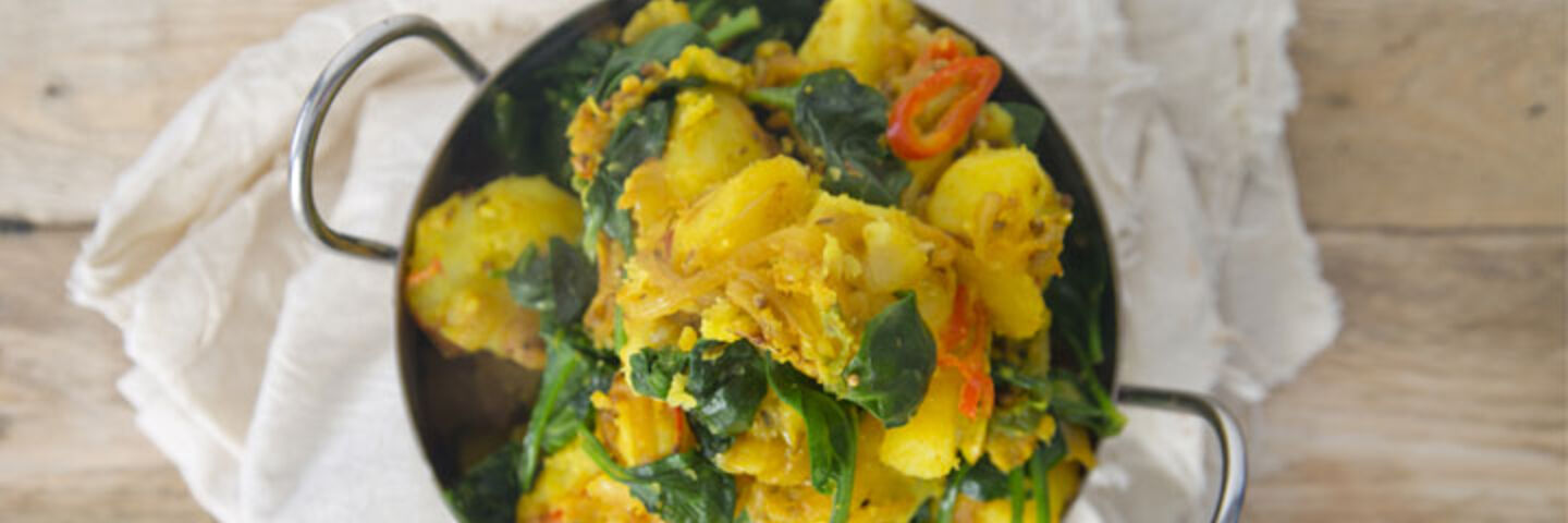 Spiced Pork Loin with Sag Aloo