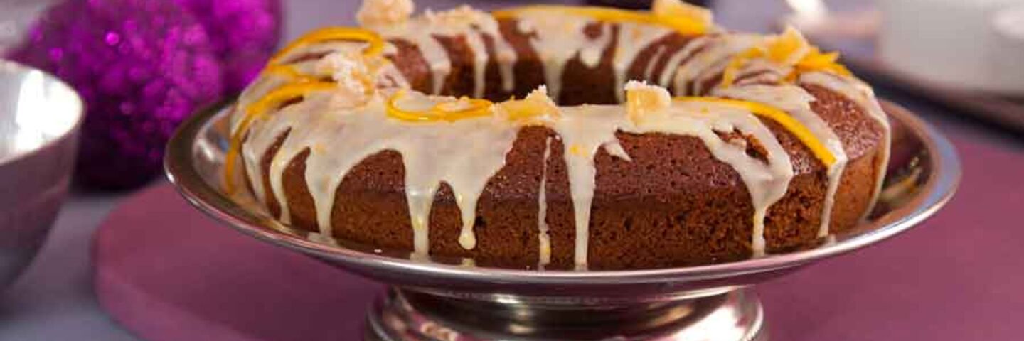 Orange glazed ginger cake