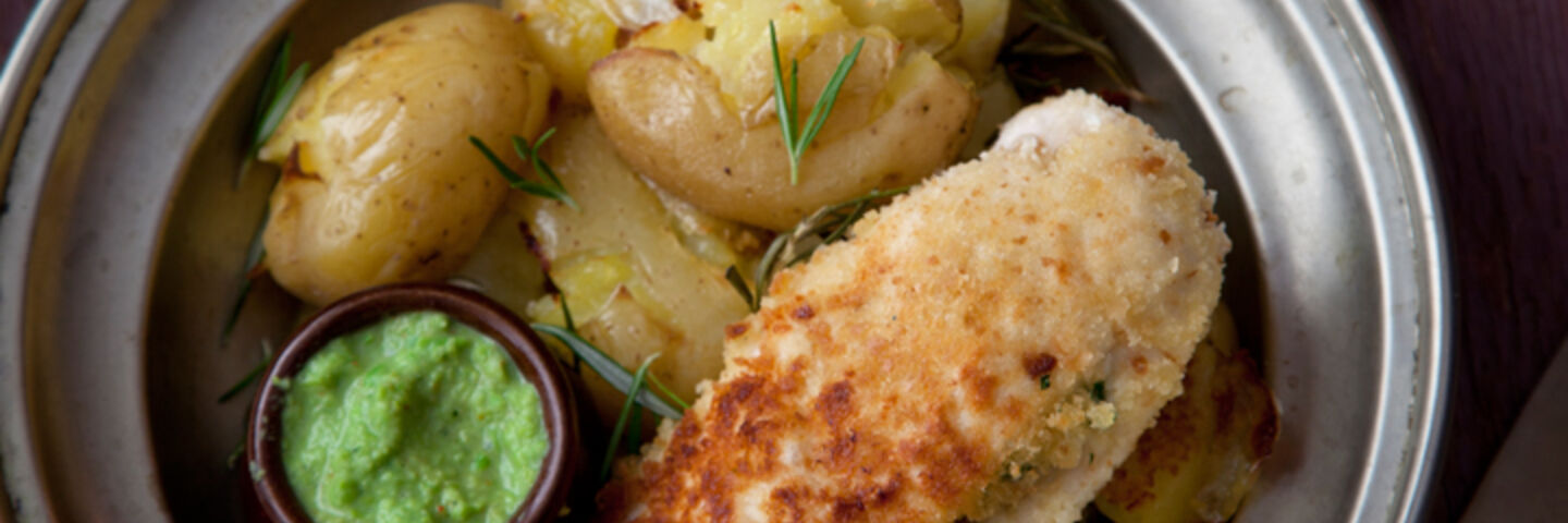 Chicken kiev baby potatoes