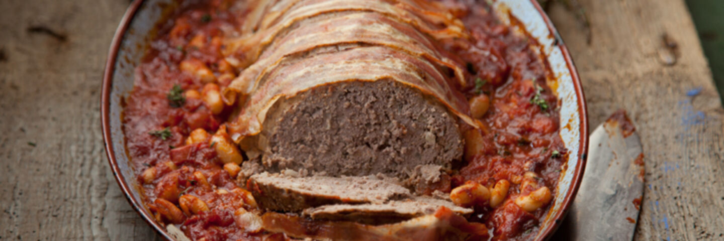 Meat loaf with cowboy beans