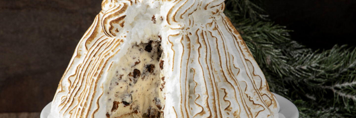 Christmas pudding baked Alaska