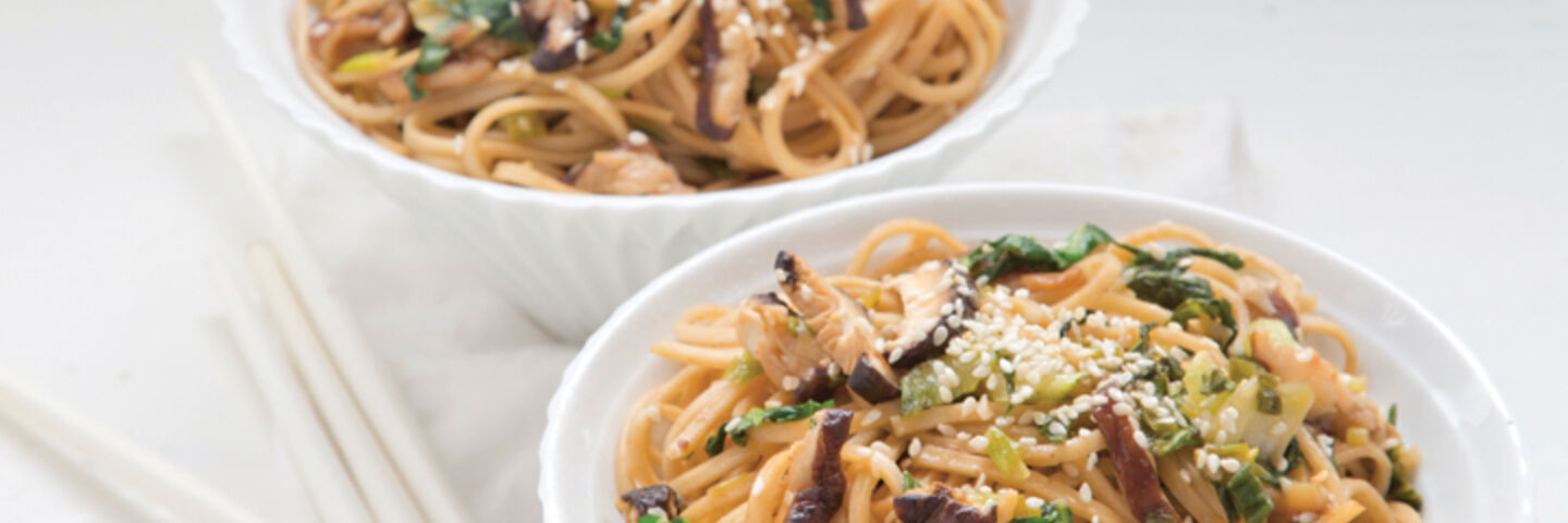 Shiitake noodles with ginger and sesame recipe