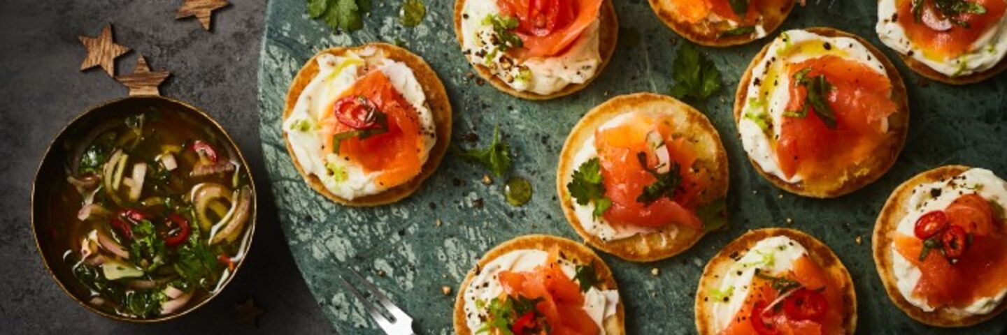 Smoked Salmon Blinis Christmas starter 202