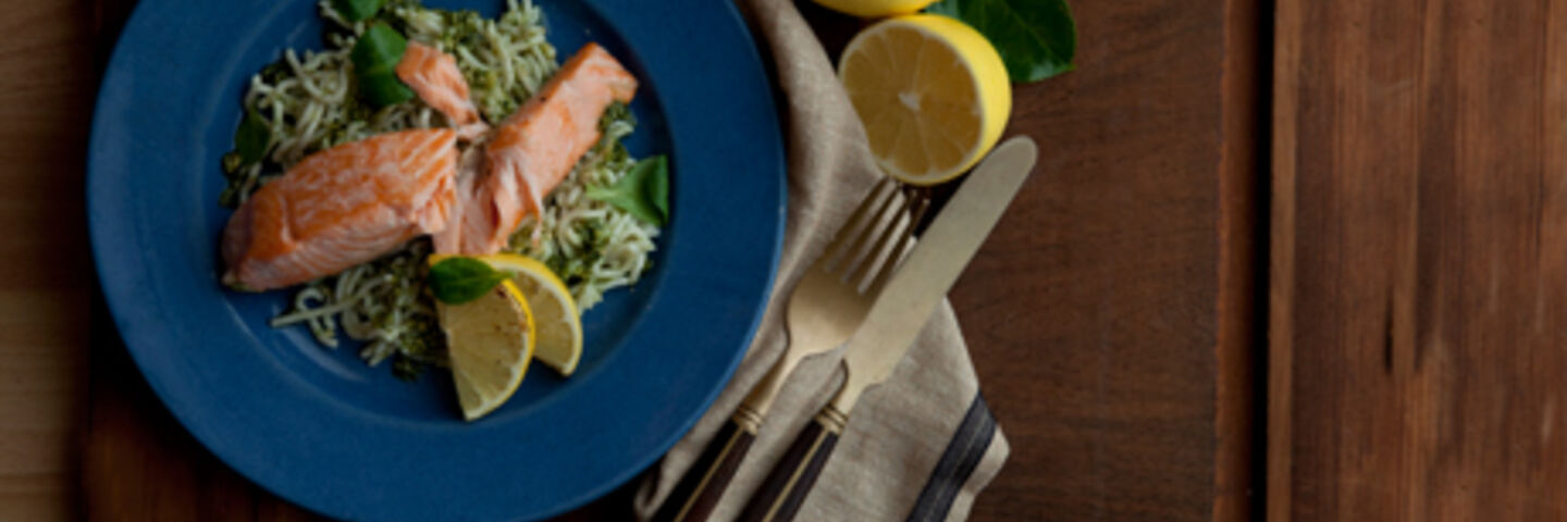 Pan Seared Fillet of Salmon with Cress Pesto