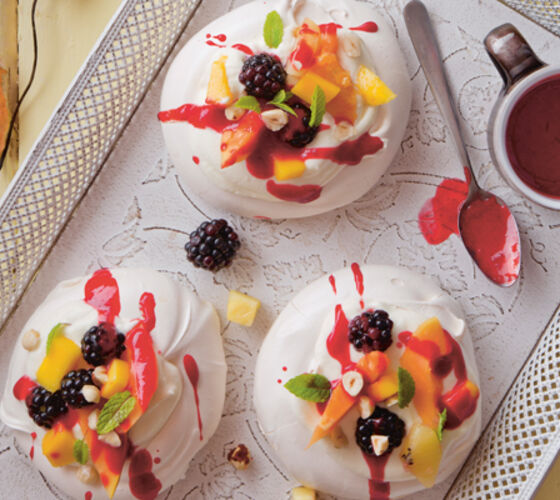 Gluten free tutti frutti mini pavlovas