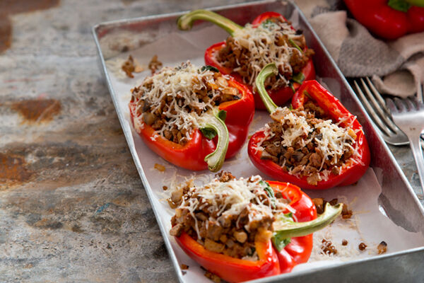 Spinach beef stuffed peppers recipe