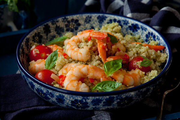 Prawns with quinoa