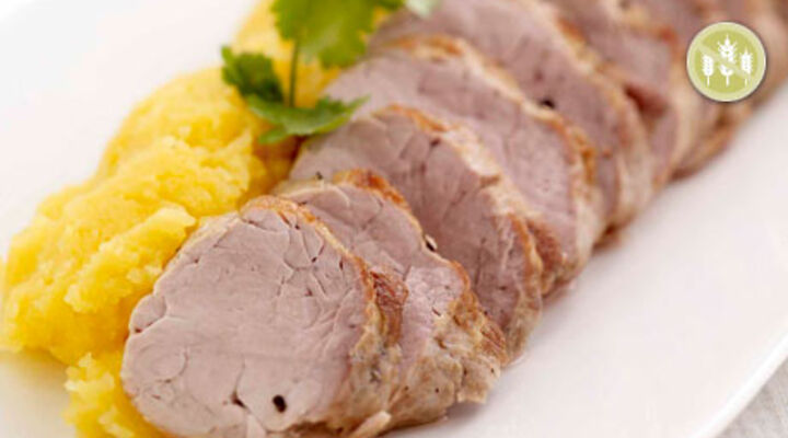 Pan Seared Pork Steak with Pureed Swede and Boulangere Potatoes