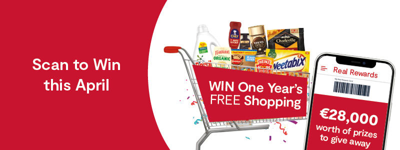 Scan to Win April One Year Free Shopping gift card • €100 SuperValu e-gift card for EVERY Store 