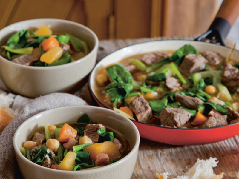 Beef bacon chickpea casserole recipe