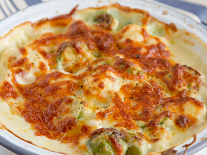 Brussels sprouts cauliflower gratin recipe