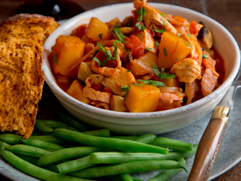 Chicken butternut bacon casserole recipe