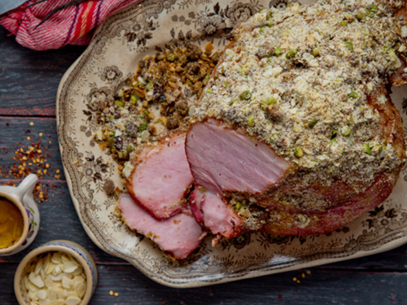 Ham pistachio almond crust recipe
