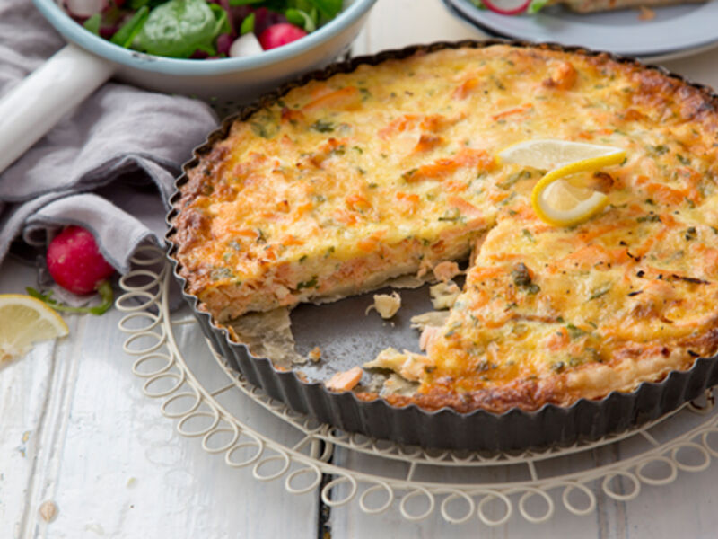 Salmon cheddar quiche recipe