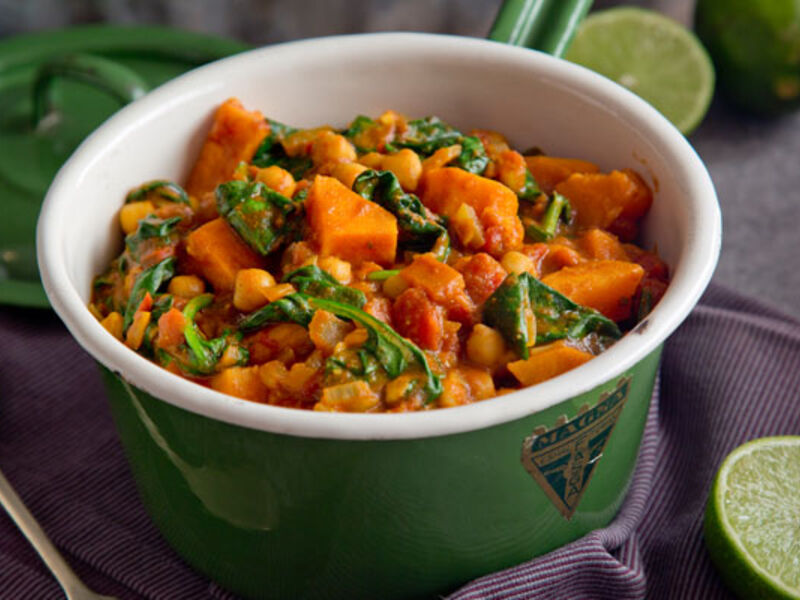 Sweet Potato, Chickpea And Spinach Jalfrezi Curry