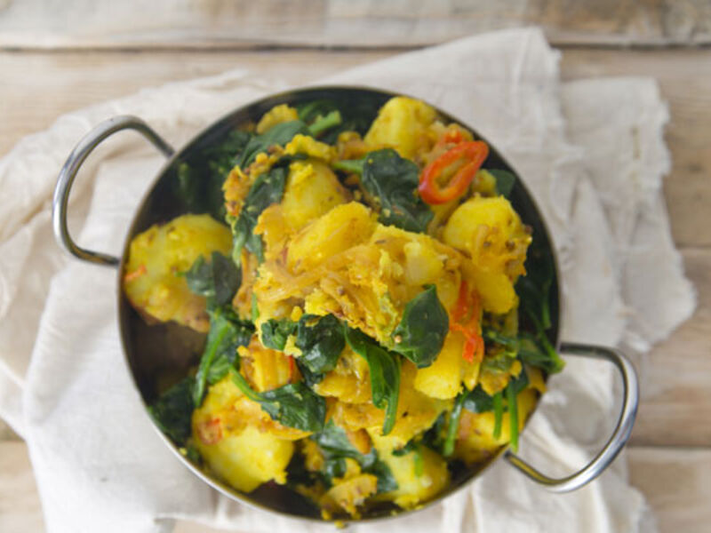 Spiced Pork Loin with Sag Aloo