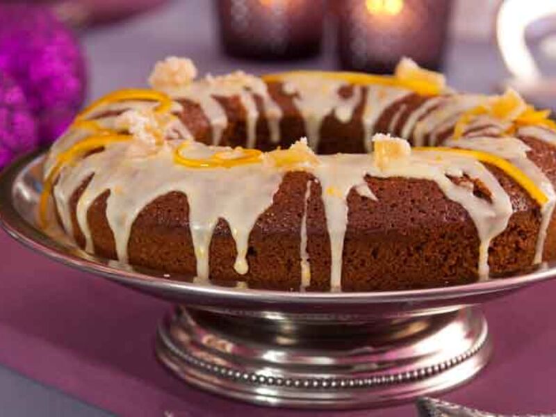 Orange glazed ginger cake