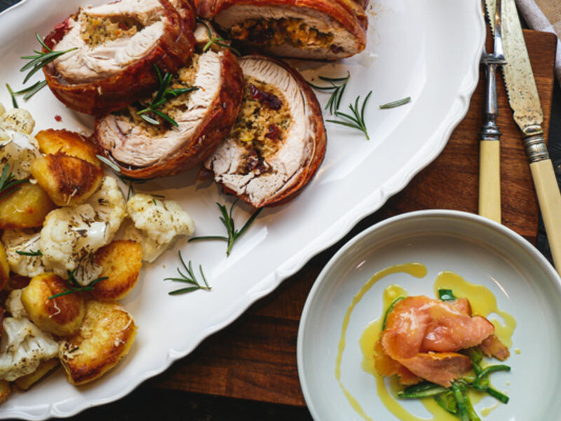Cheesy roast potatoes and cauliflower recipe