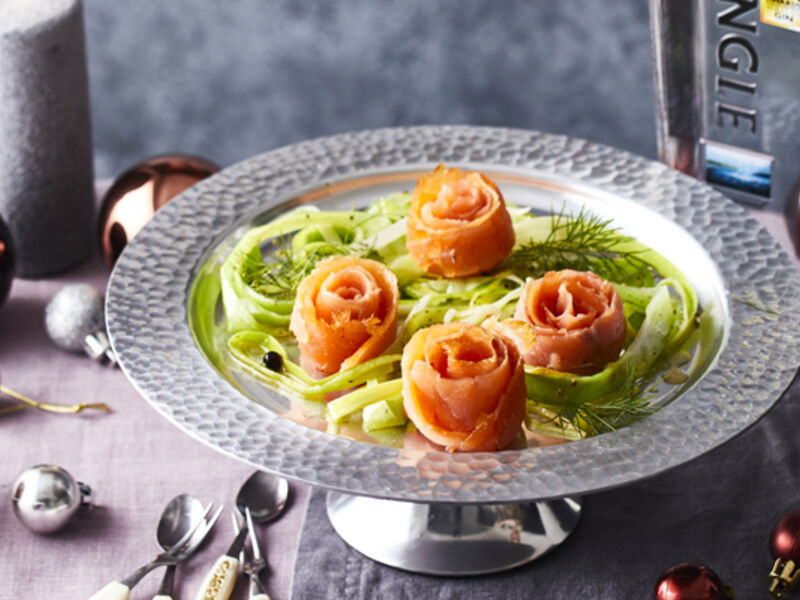 Smoked salmon confit baby leeks recipe