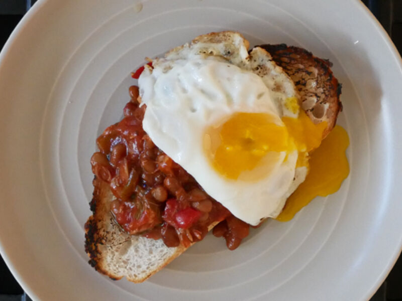 Baked beans with egg recipe