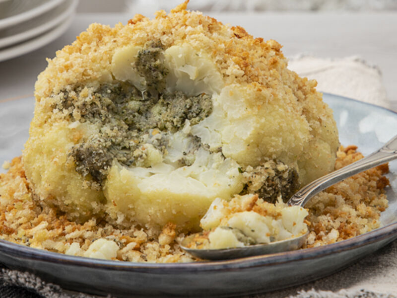 Baked stuffed cauliflower