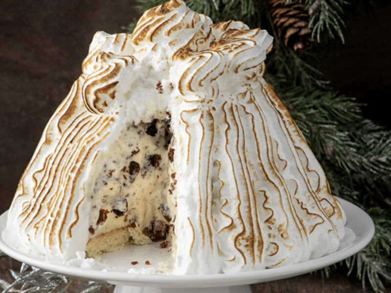 Christmas pudding baked Alaska