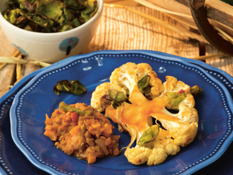 Happy pear roasted cauliflower wings lentils