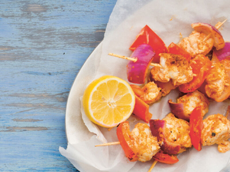 Red curry monkfish skewers recipe