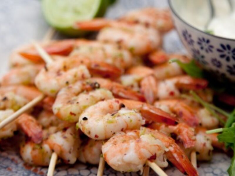 Black and pink pepper barbecued prawns