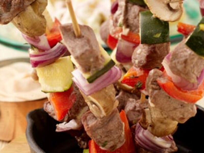 Beef and Vegetable Skewers with Baby Potato Salad