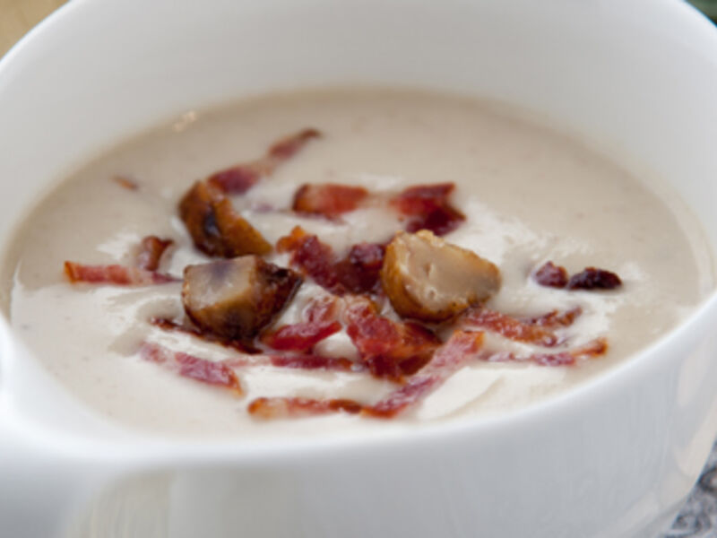 Cream of Chestnut Soup with Crispy Bacon