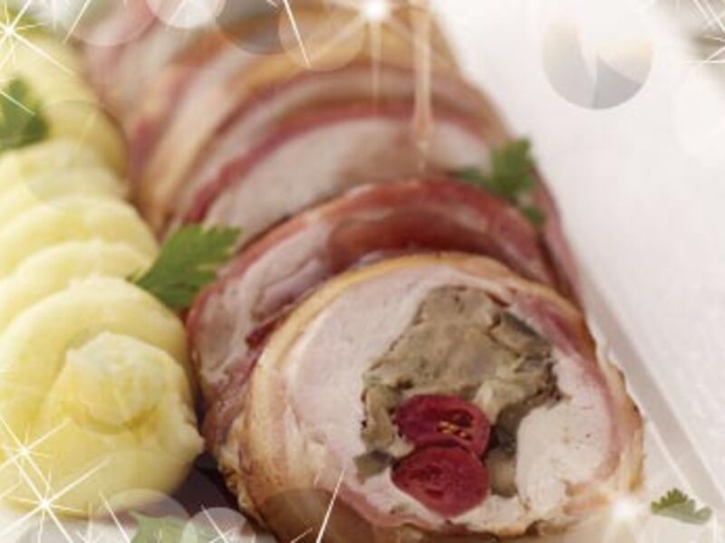 Turkey Escalope with Cranberry & Chestnut Stuffing with Smokey Bacon Wrap
